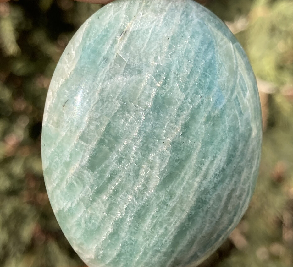 Handmade Polished AMAZONITE Healing Crystal Palm Stone Pebble MADAGASCAR 2”