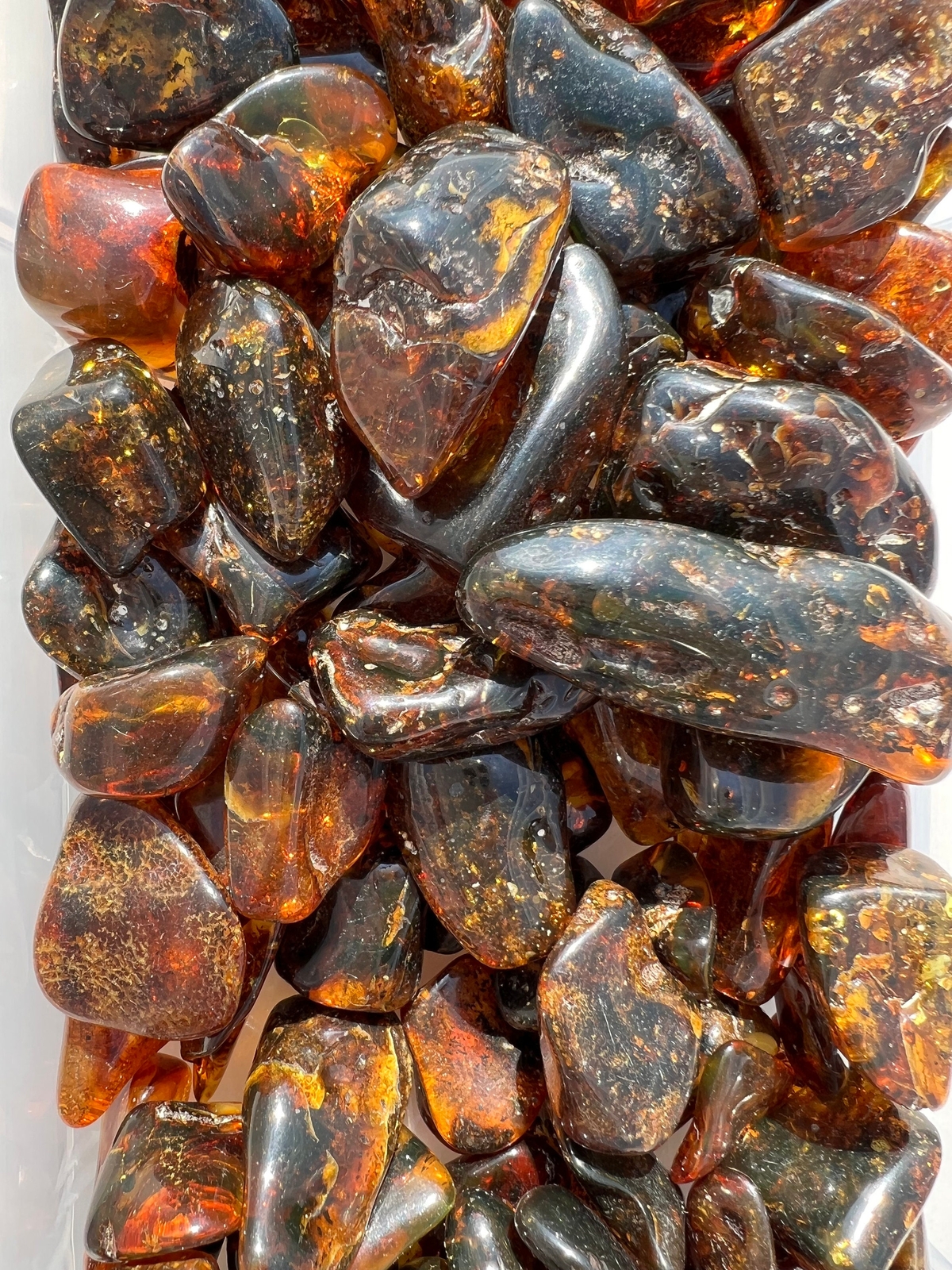 Baltic Amber Tumbled Stone, Dark Natural Baltic Amber from Indonesia