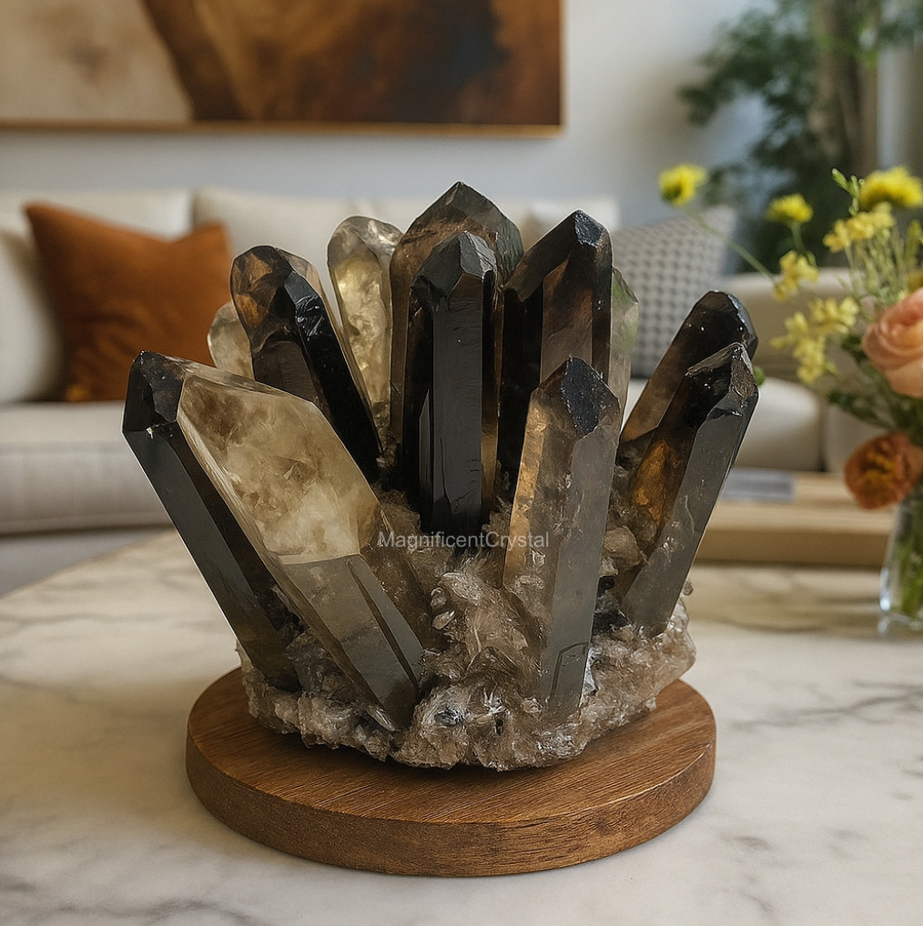NEW FIND Rare Smoky Quartz Crystal Cluster Natural Geode Mineral Specimen Gift