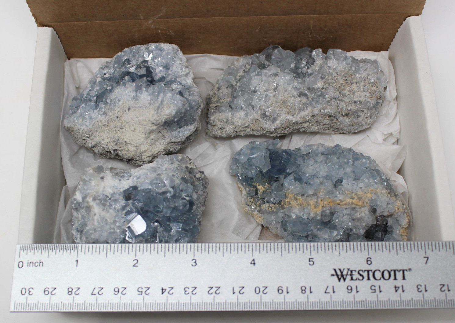 Bulk LARGE Natural Celestite Crystal Cluster Geode 2lb – 3lb (4-5 Piece Box Lot)