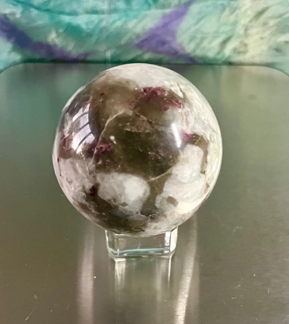 ⚡️sale⚡️🩷⚪️ Pink Tourmaline Smokey Quartz crystal sphere crystals 200g 52mm