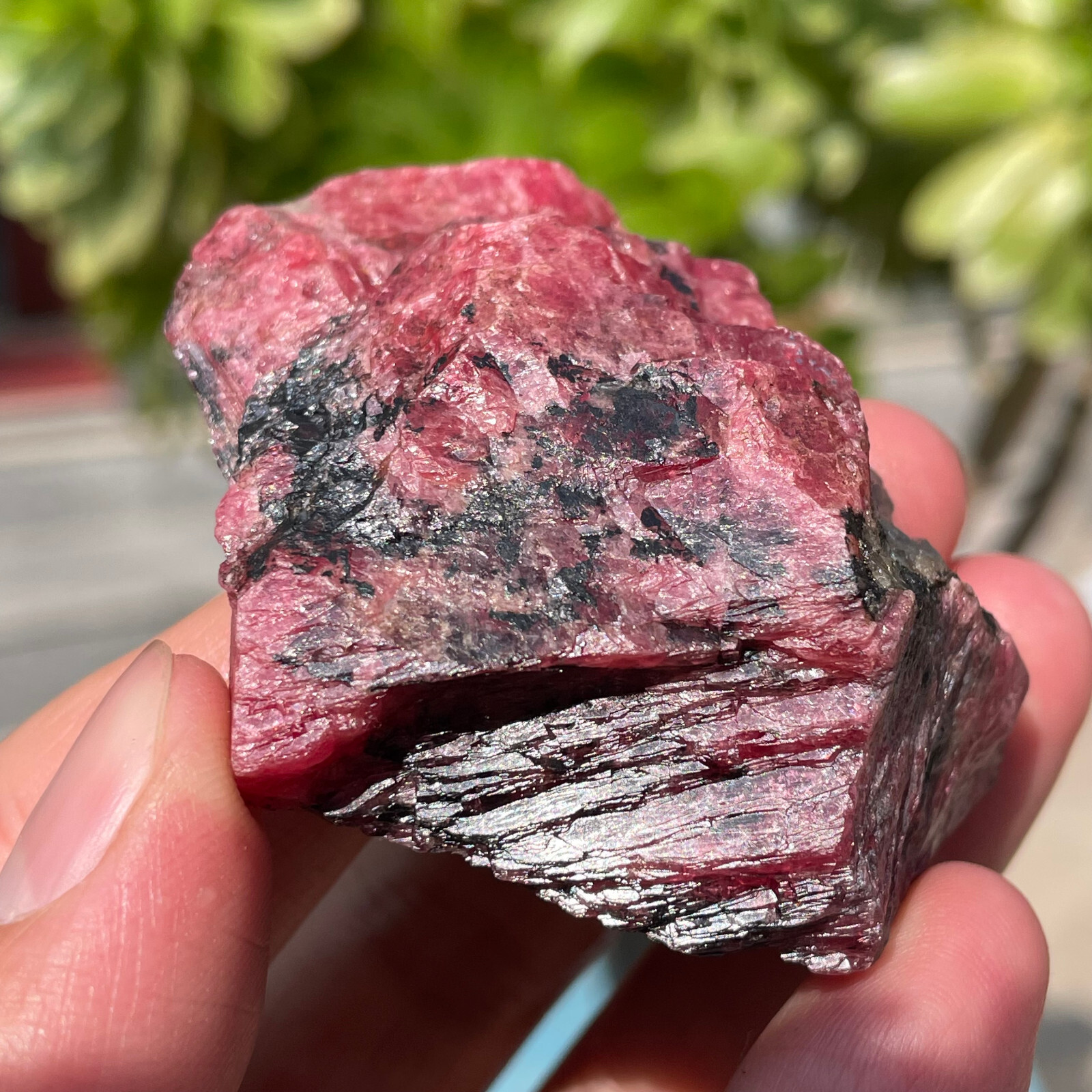 91g Small Rough Stone Natural Red Black Rhodonite Quartz Crystal Specimen