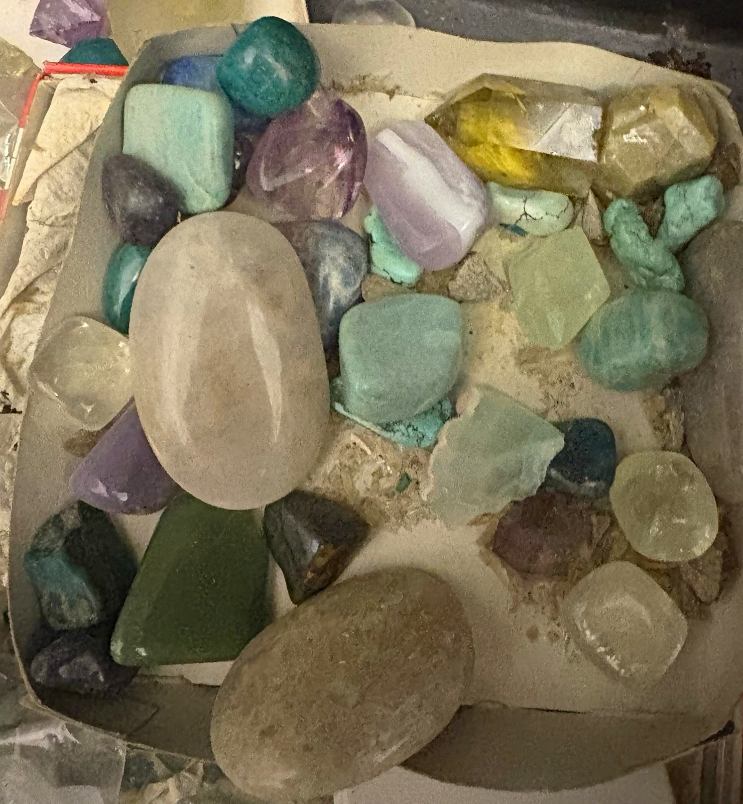 Mixed Assorted Tumbled Polished Stones & Crystals Lot, Assorted Colors