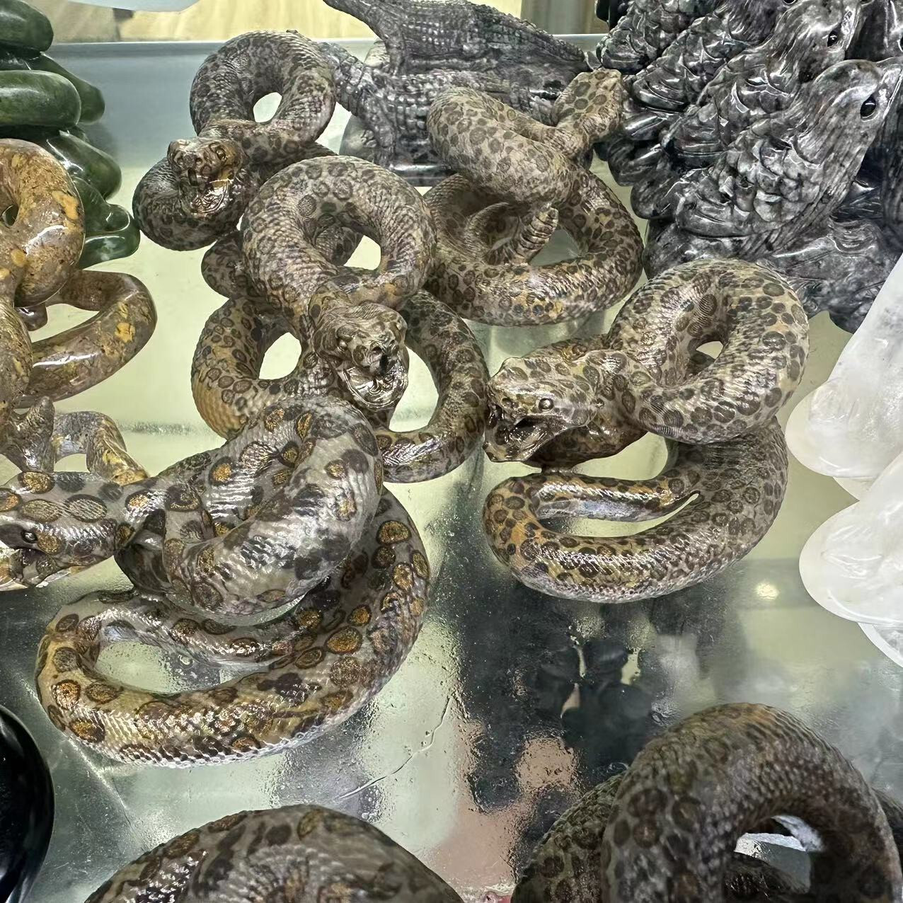 1pc Natural Quartz hand carved snake Crystal reiki healing decor gift