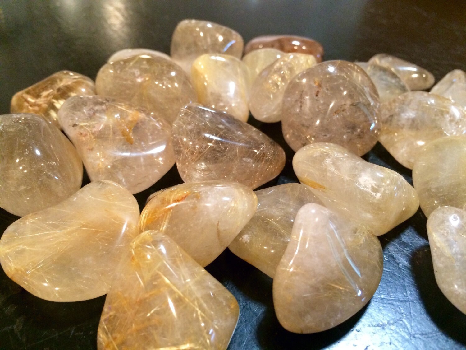 Golden Rutilated Quartz Tumbled Stone – Polished Natural Gold Rutilated Quartz