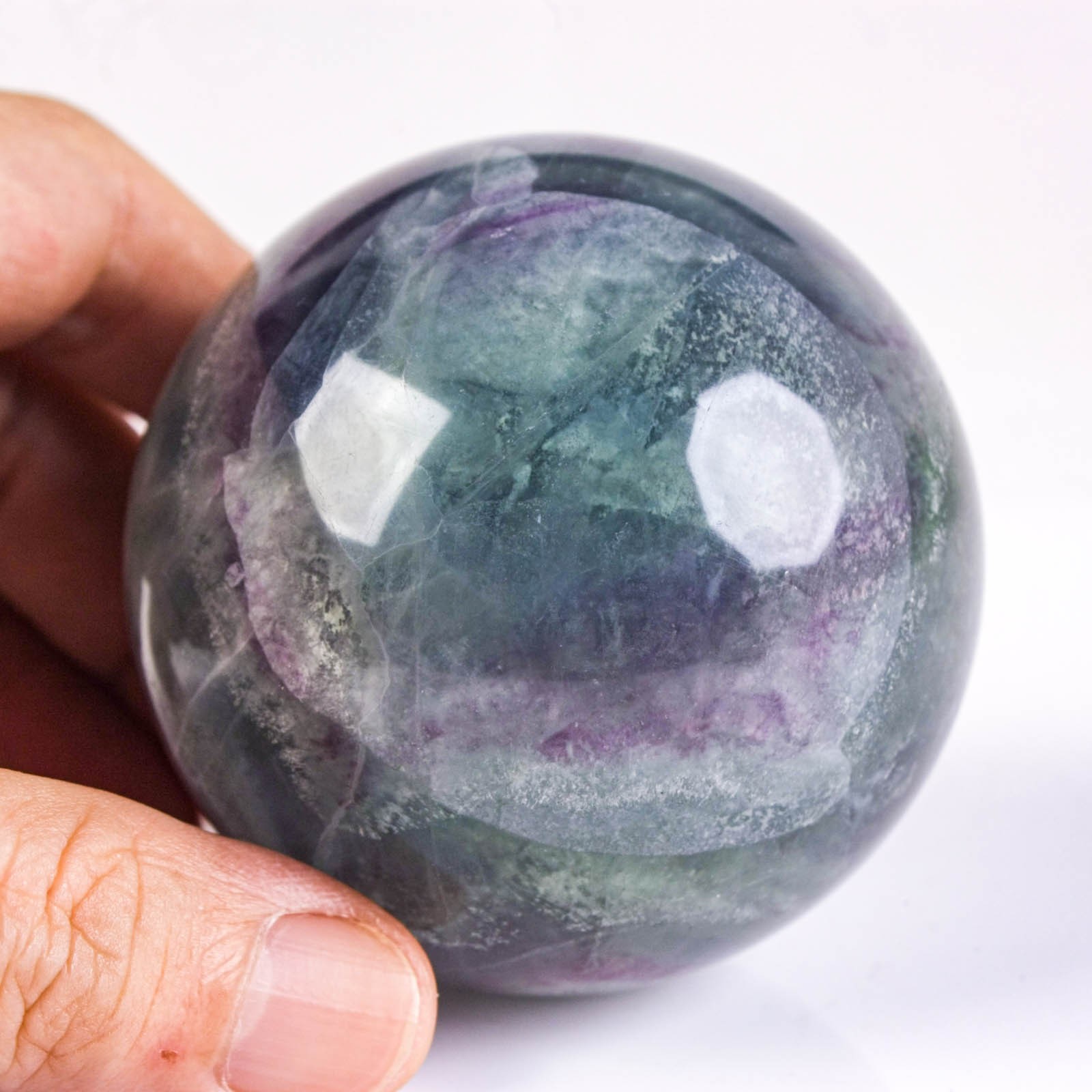 2.6″ 15.9oz Rainbow Fluorite Sphere Crystal Ball Natural Banded Mineral Specimen