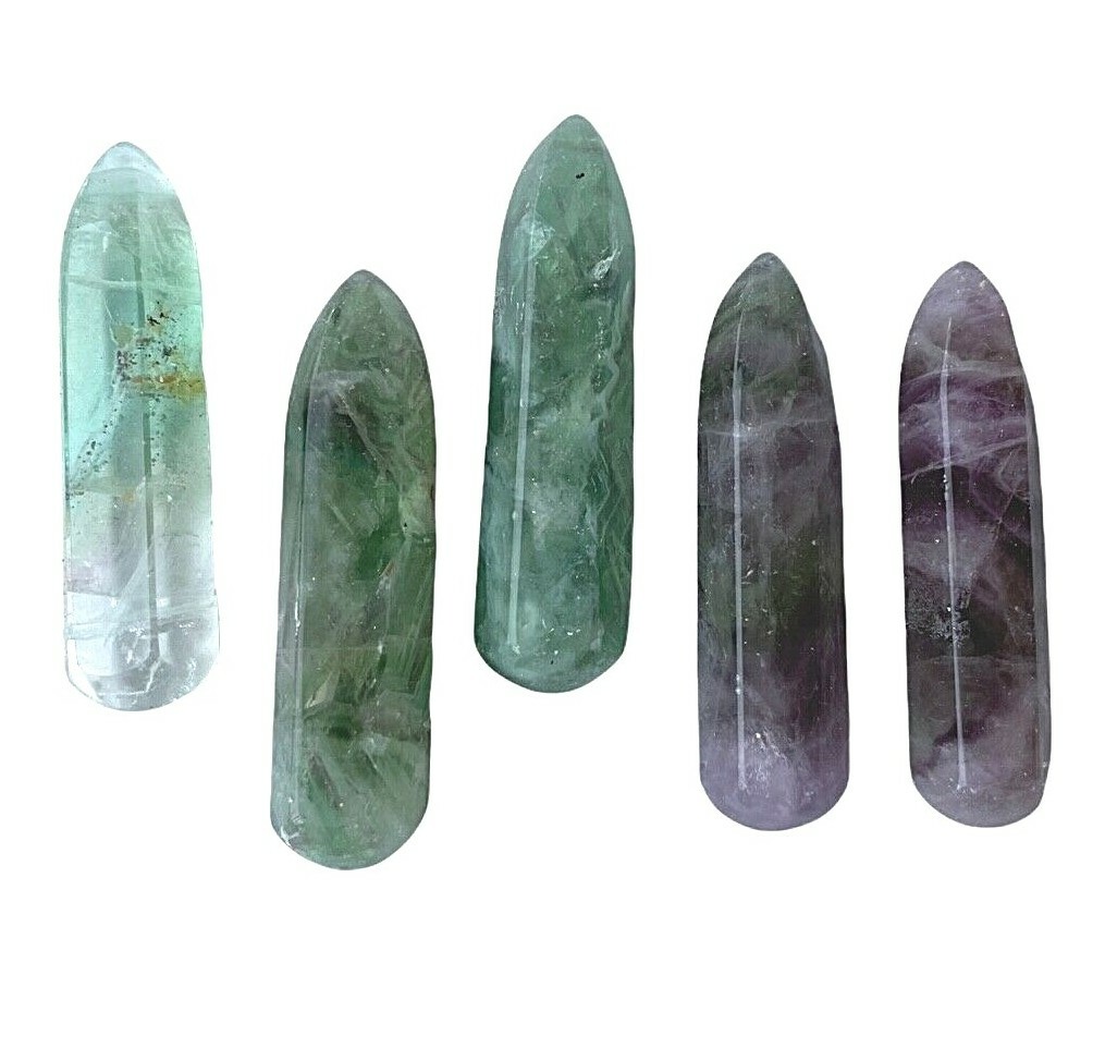 1x Fluorite Wand Generator Point 2inch Green Purple Reiki Healing Crystal