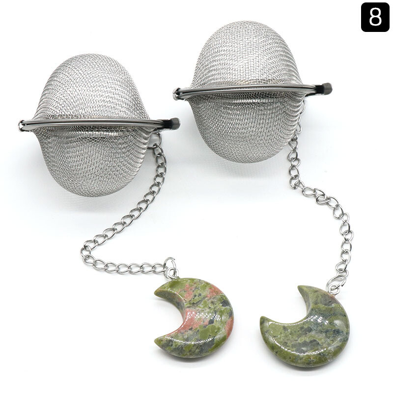 10PCS Natural Alloy Crystal Moon Shaped Pendant Tea Maker Filter Craft