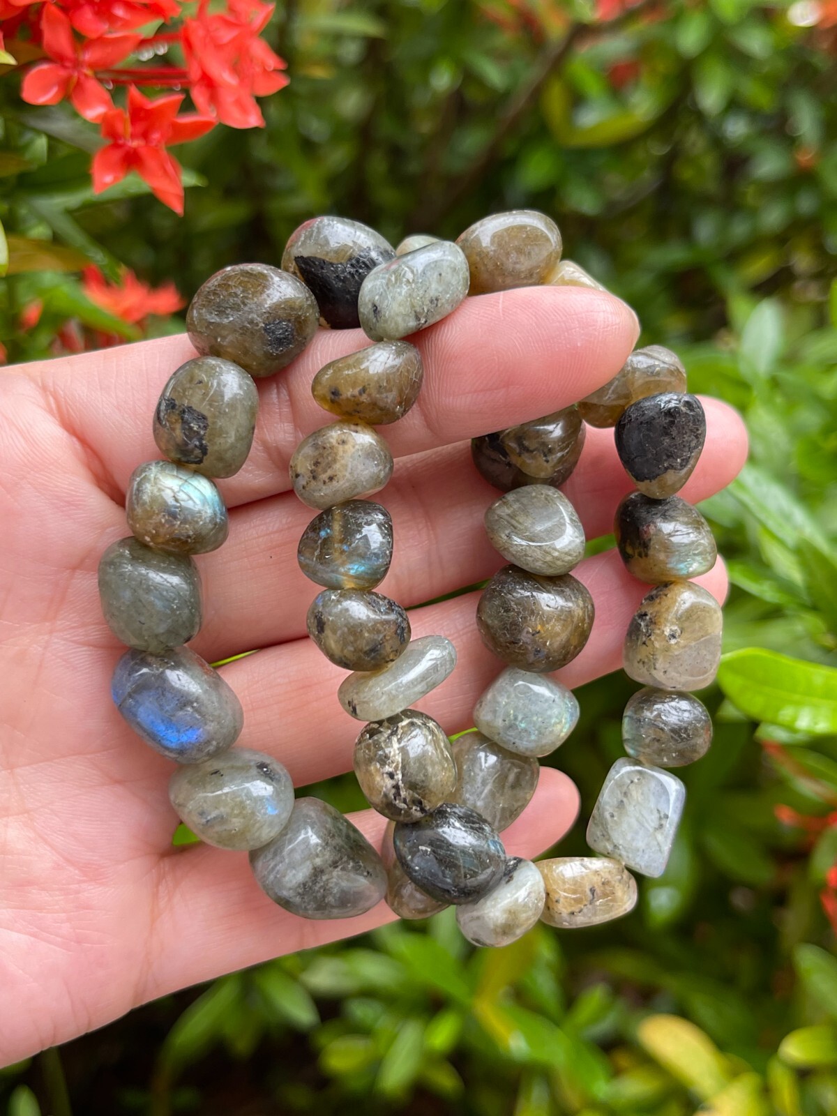 Grade A++Labradorite Tumbled Bracelet 8-12mm,Genuine Labradorite Nugget Gemstone