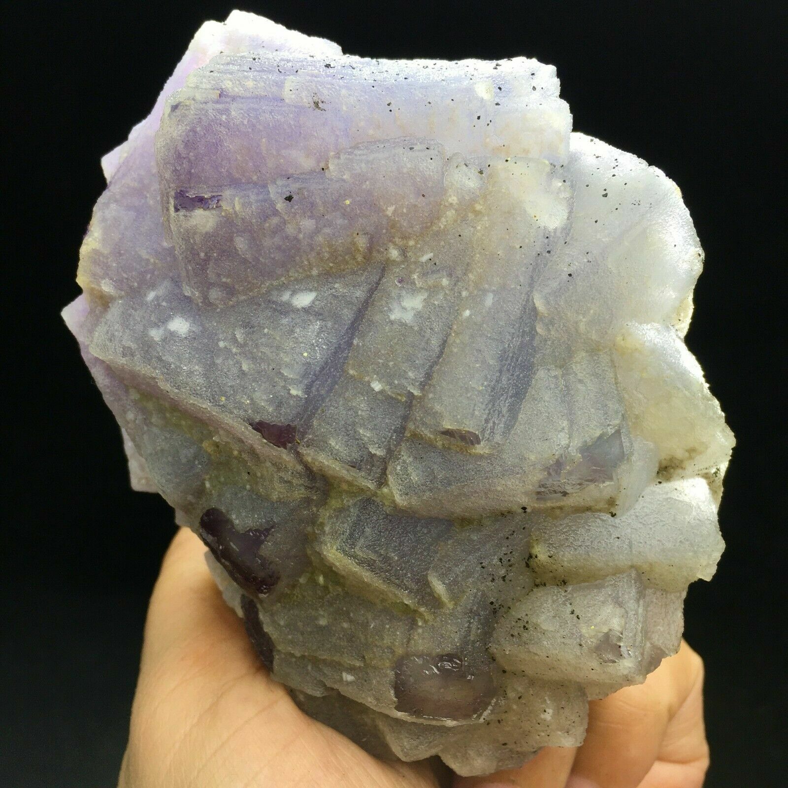 450g Transparent Light Purple Cubic Fluorite Crystal Cluster Mineral Specimen