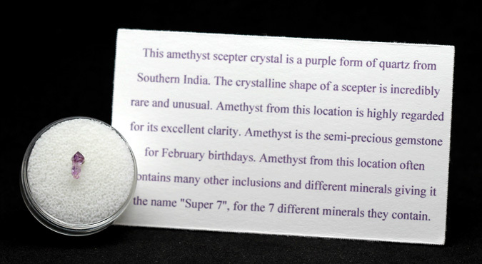 Amethyst Specimen SUPER 7 SCEPTER Crystal Cluster Mineral INDIA w/ ID card