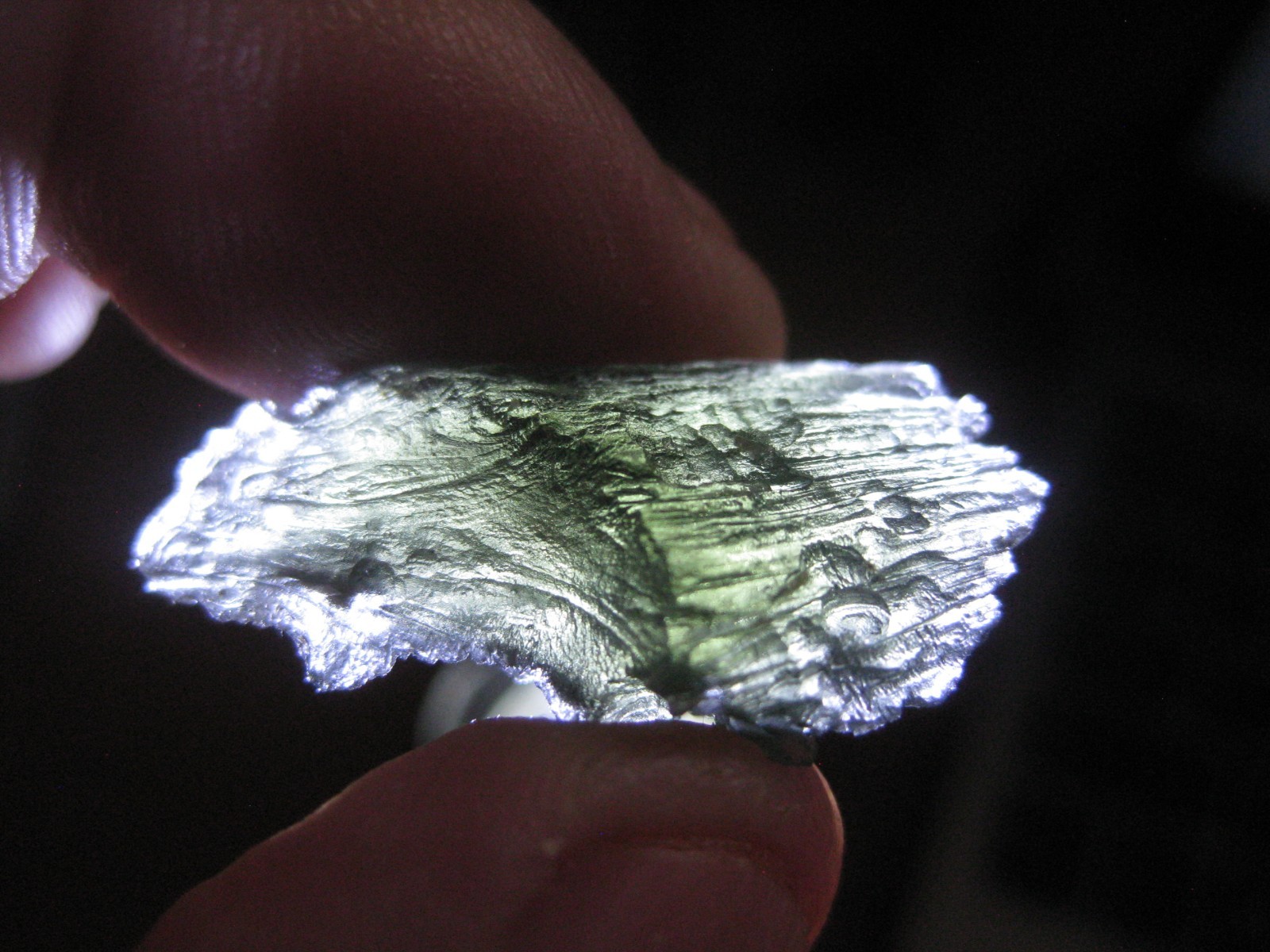 Moldavite 3.2g Nova Hospode, Rieke tektite genuine, Czech Republic impact glass