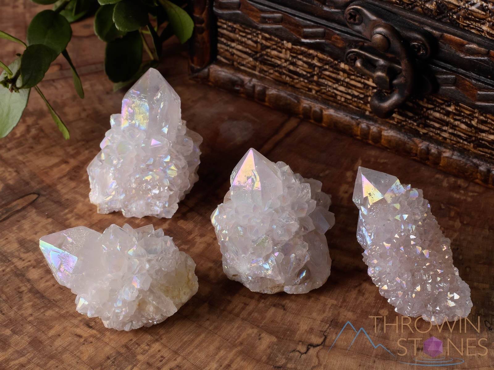 White Angel AURA QUARTZ Crystal – Lotus – Rainbow Spirit Quartz Decor, E2005