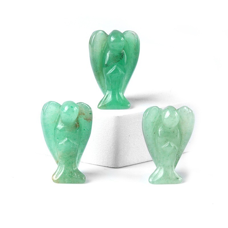 Natural Crystal Carved Angel Figurine Healing Stone Guardian Angel Statue