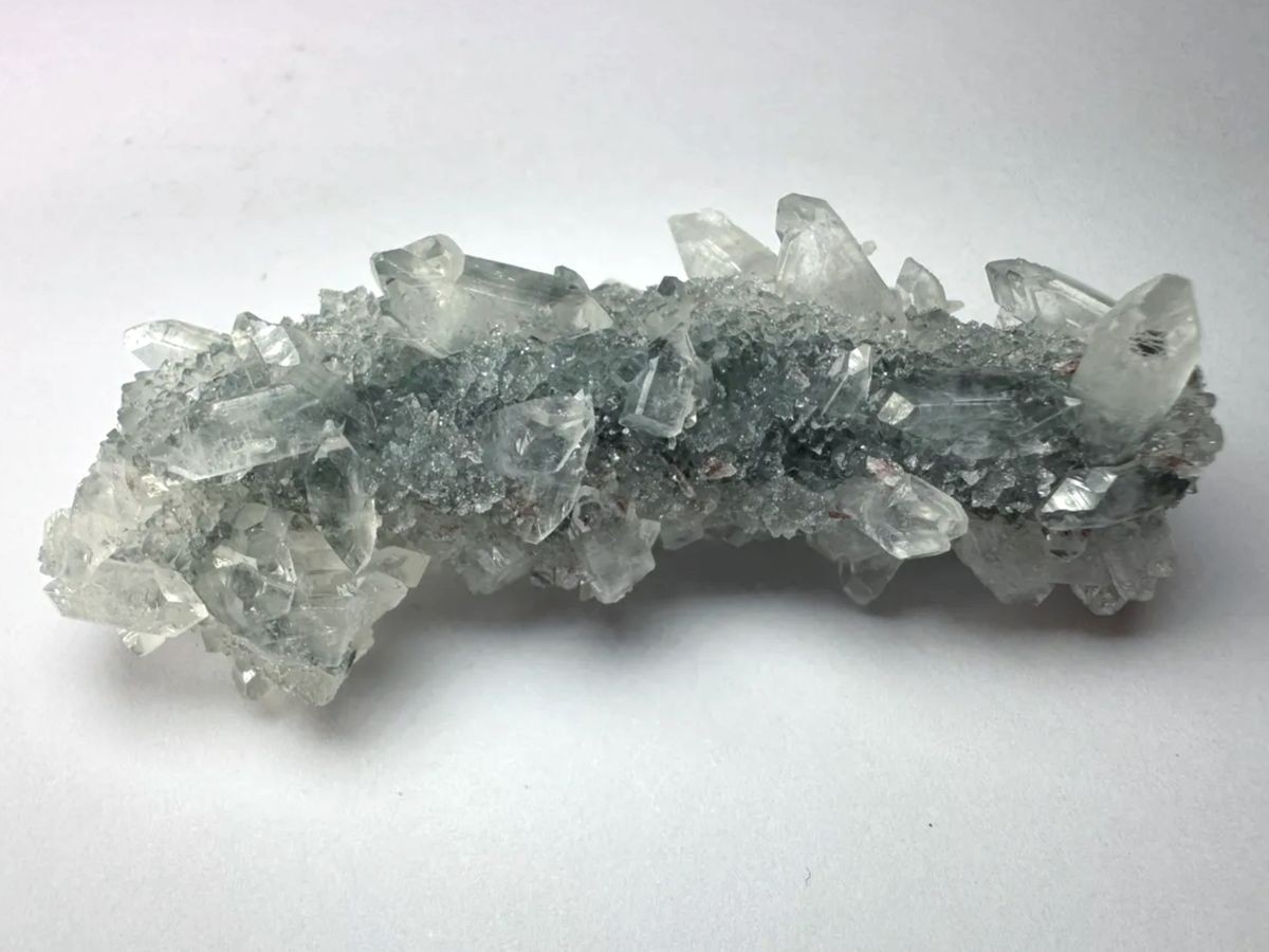 AAA Grade Extra Rare Diamond Apophyllite on Dark Green Stalactites – 62g