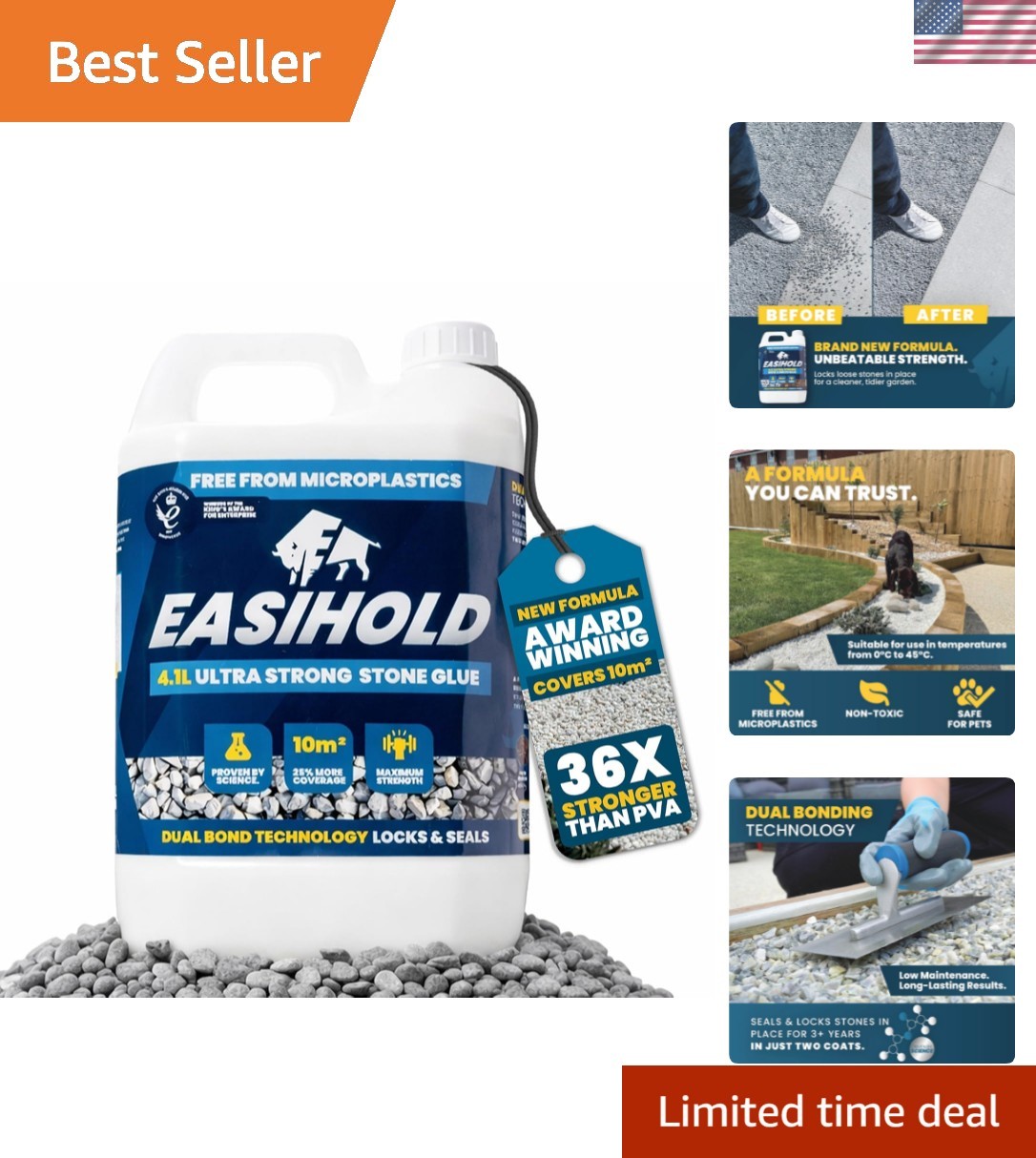 Easihold Non-Toxic Rock Glue 1 Gallon – Strong Gravel Stabilizer for Landscaping