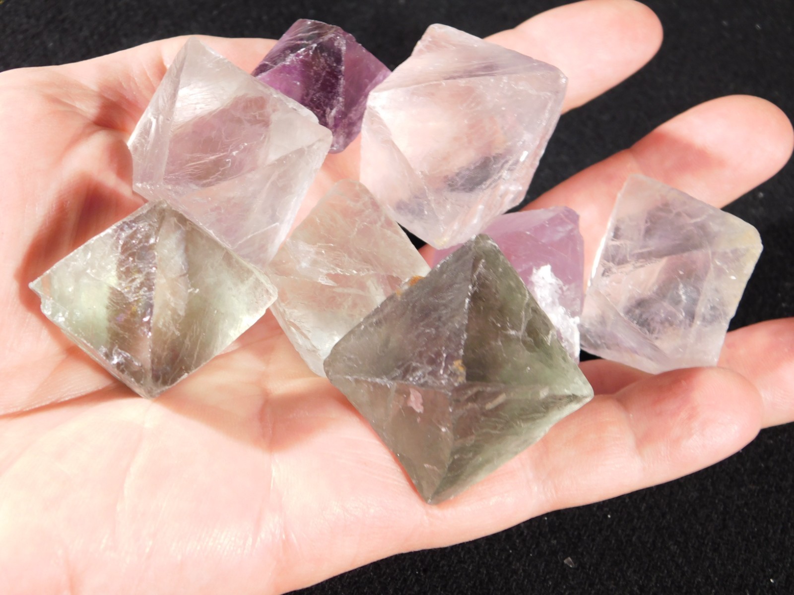 Big Lot of EIGHT! Translucent Octahedron FLUORITE Crystals From China 344gr