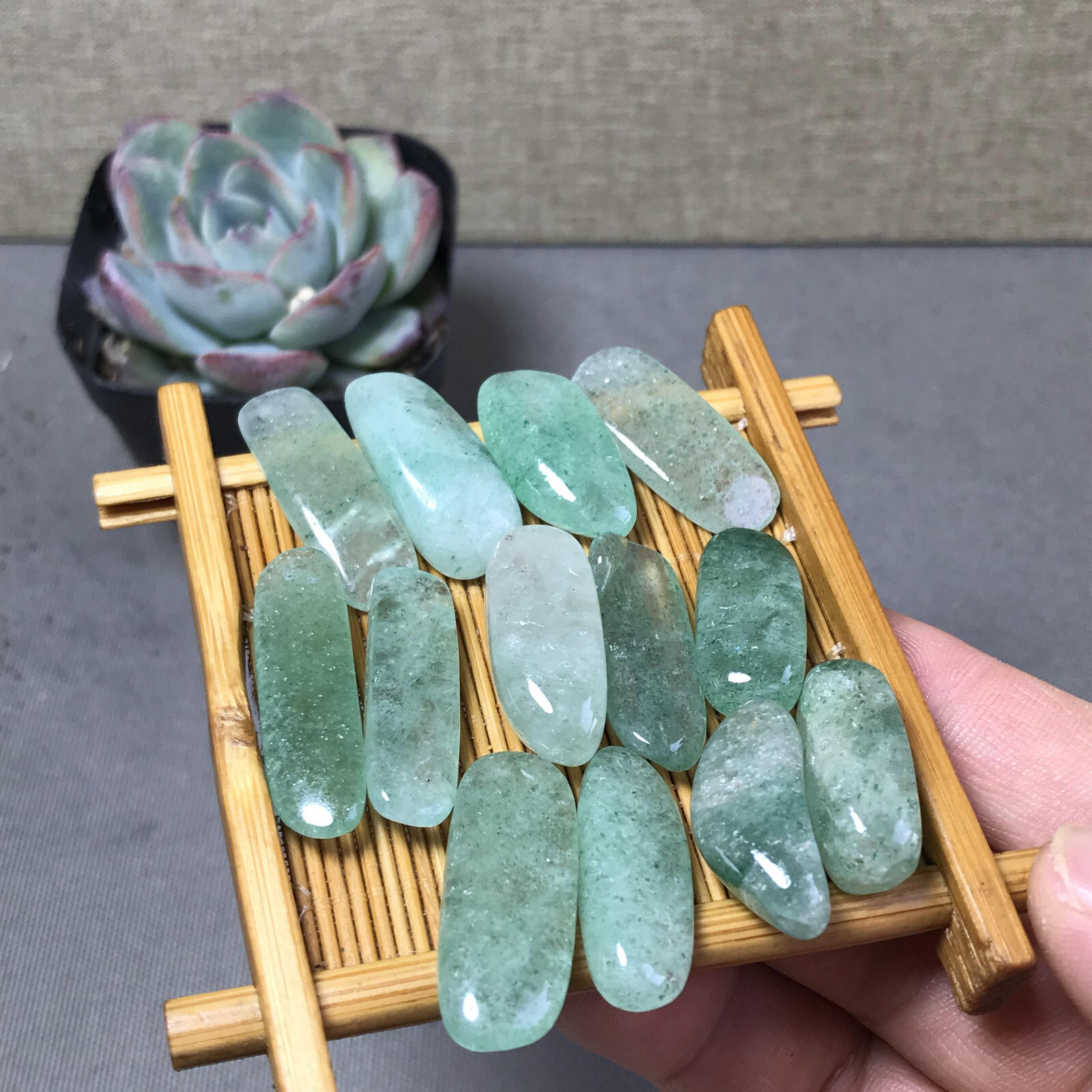 13Pcs Natural Green Strawberry Crystal gemstone Polish Mineral Specimen A6586