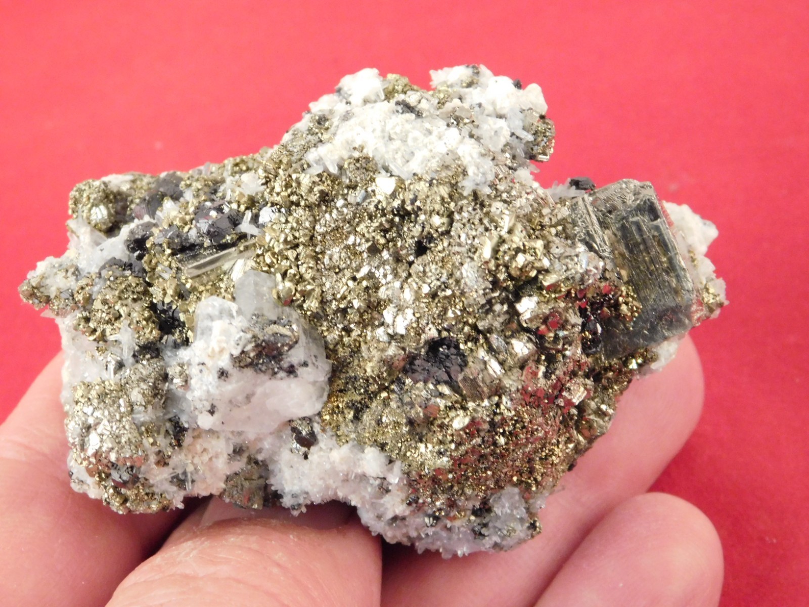 Druzy PYRITE Crystal CUBE Cluster with Sphalerite and Chalcopyrite Peru 188gr