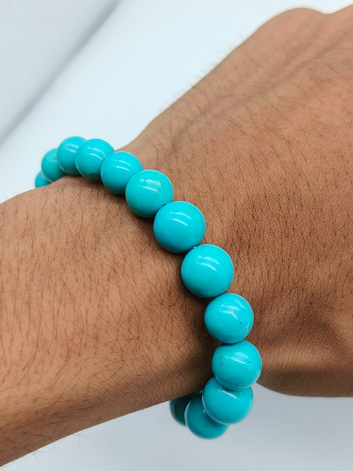 Natural Turquoise Round Shape Beads Bracelet Stretchable Bracelet 7 to 8 Inch
