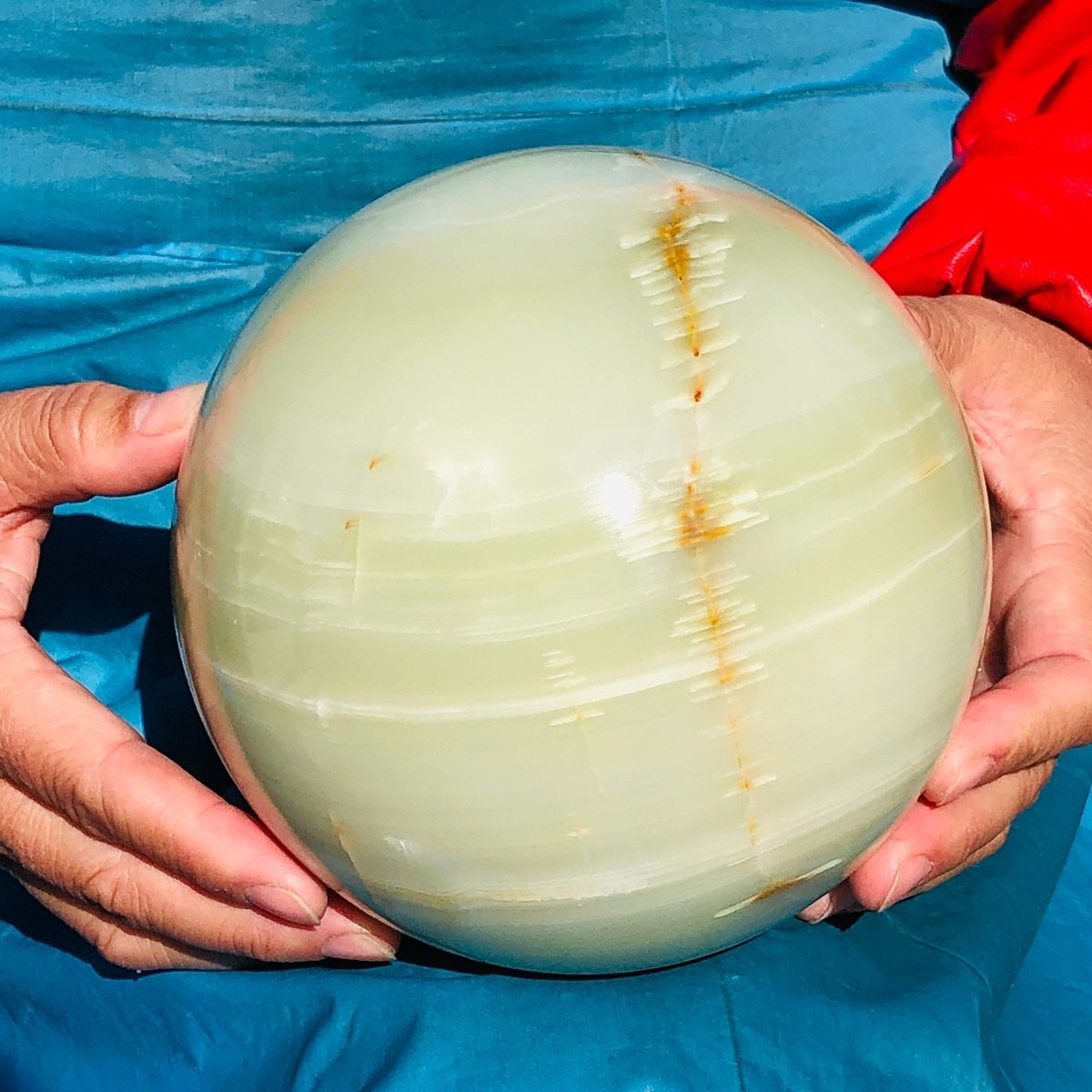 9.17LB Natural Afghan Jade Sphere Polished Crystal Healing Ball Home Reiki
