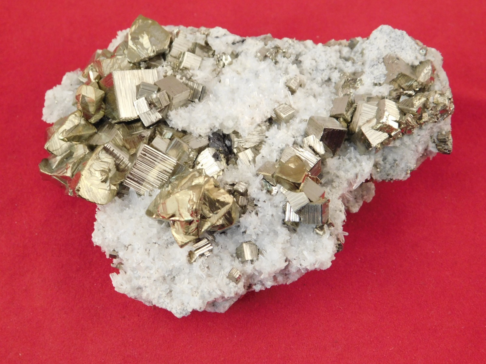 AAA PYRITE Crystal CUBE Cluster with Little QUARTZ Crystals Peru 143gr