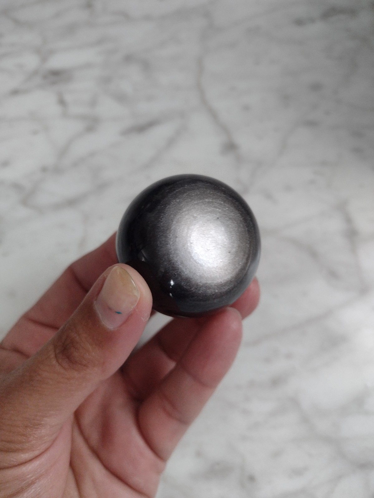 41mm Silversheen Obsidian Sphere Carving Crystal Stone Ball
