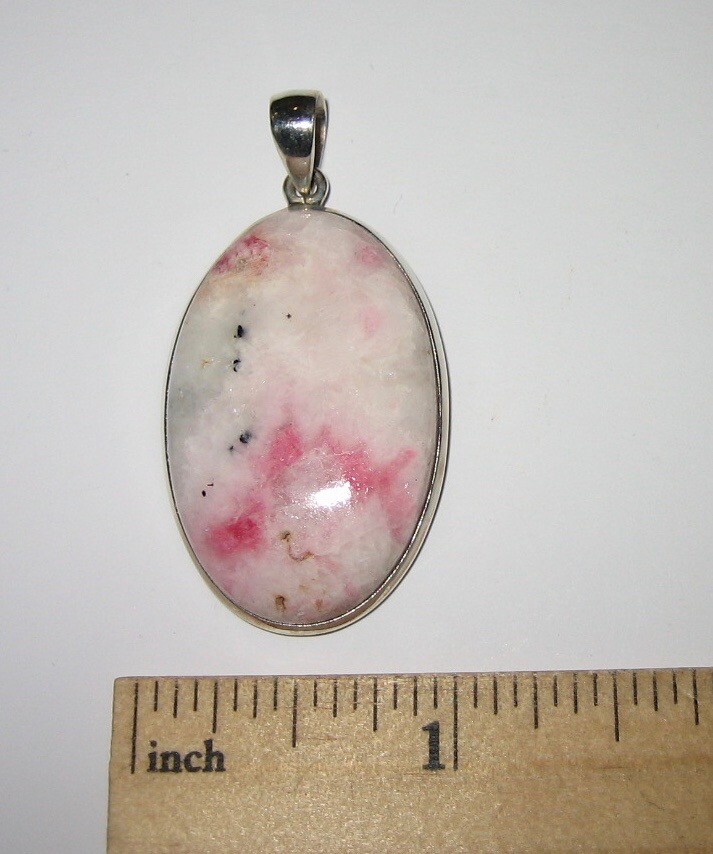 34x23mm RARE! POLISHED NATURAL TUGTUPITE STONE MINERAL SILVER PENDANT ~ 10.1g *A