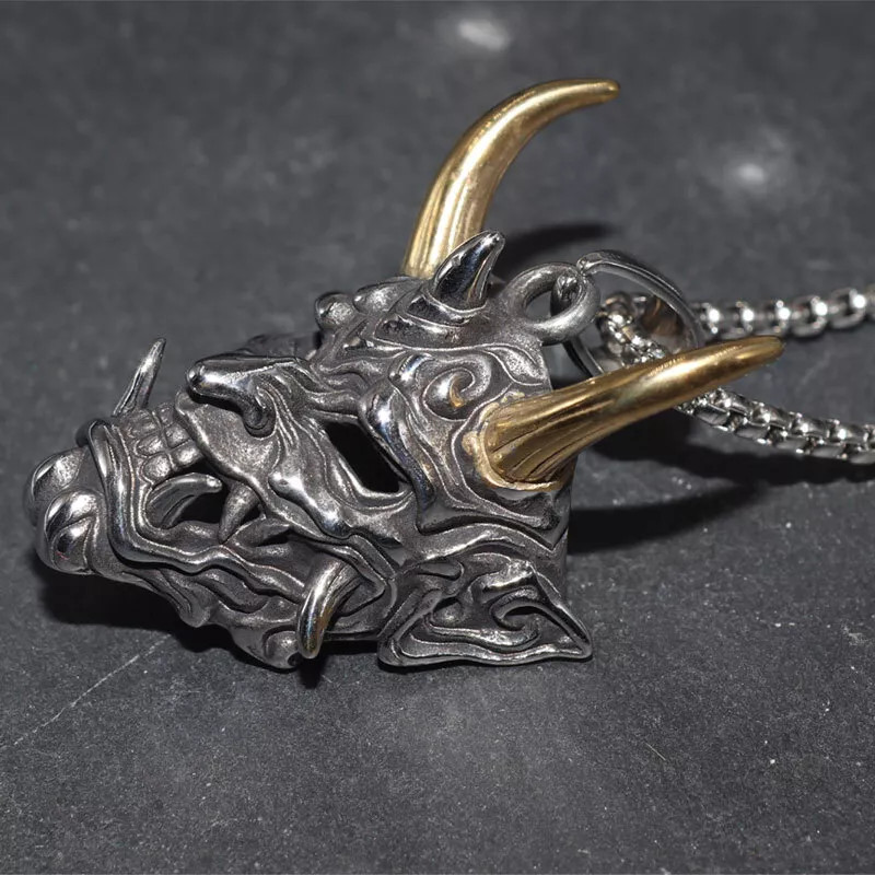 Men’s Fashion Jewelry Gothic Demon Devil Skull Silver Gold Pendant Necklace