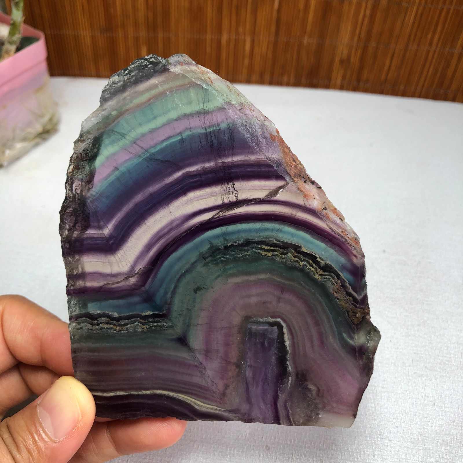 242g Natural Candy fluorite slice Crystal gemstone Polished/rough Specimen A8427