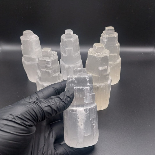 Selenite Natural Tower USB LED Healing Crystal Night Light Decor Lamp UK Stock