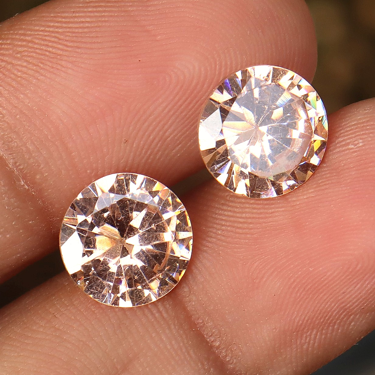 CERTIFIED 2 Pcs A+ Natural Peach Color Zircon Loose Gemstones Round Cut 8.60 Ct