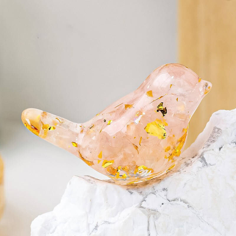 Natural Quartz Crystal Gravel Drops Glue Bird Mini Healing Birdie Resin Decor