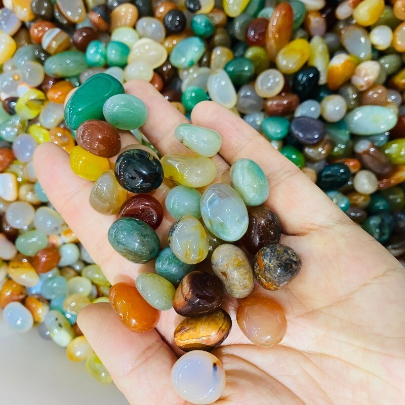 200g Natural multicoloured agate stone degaussing stone with crystal particles