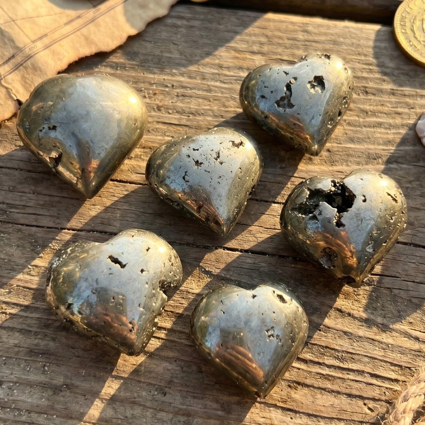 Iron Pyrite Puffy Crystal Heart Natural Genuine Crystal Mineral