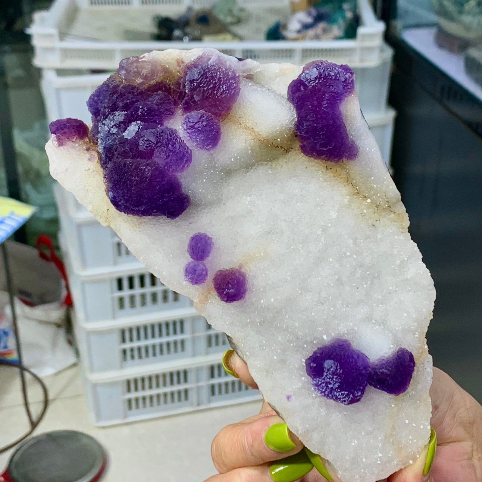 1.68LB Natural Purple fluorite spherical mineral crystal sample/Chengde, Hebei