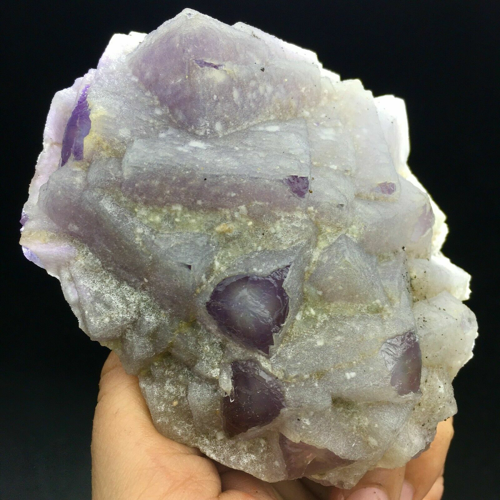450g Transparent Light Purple Cubic Fluorite Crystal Cluster Mineral Specimen