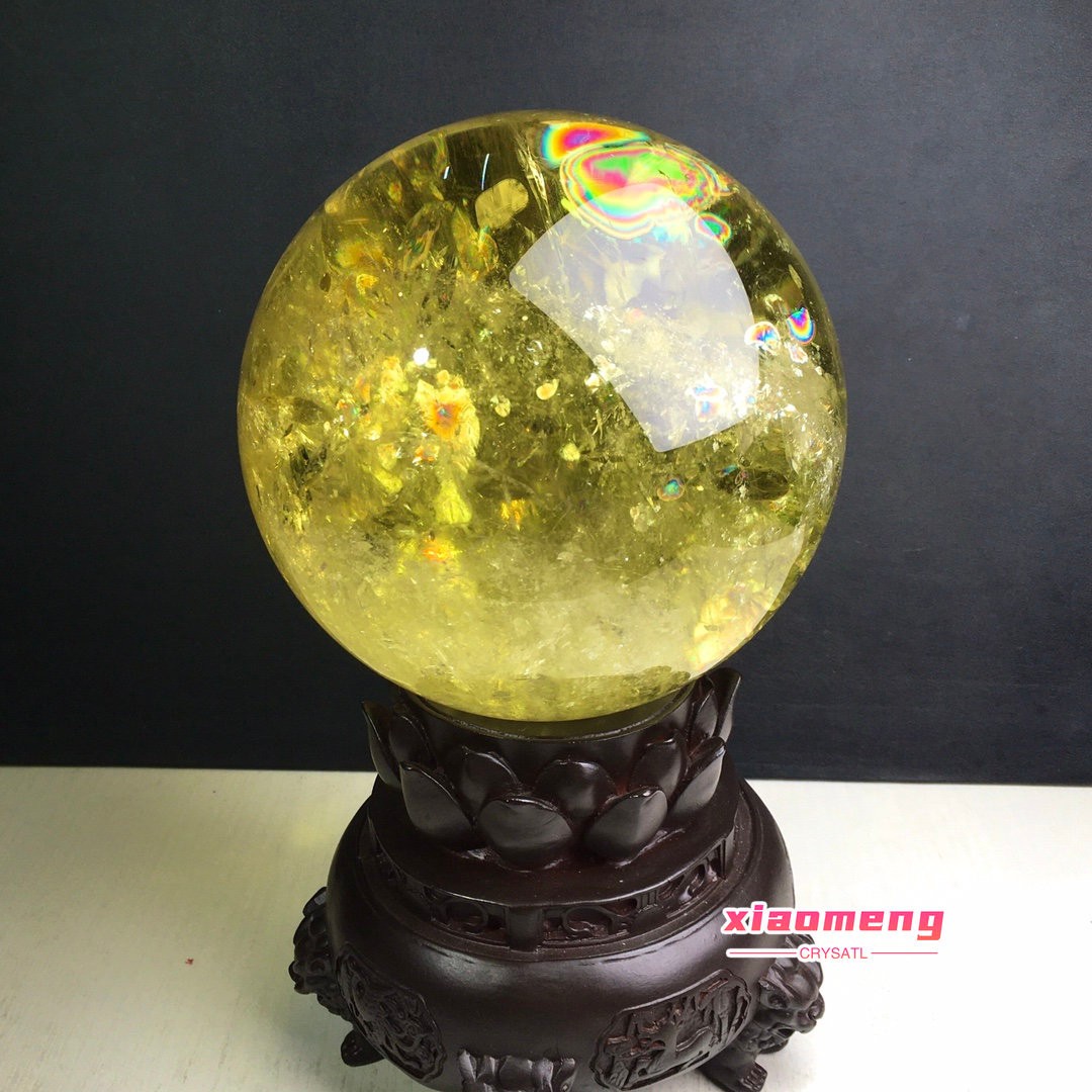 12LBTop Natural Citrine Sphere Quartz Crystals Reiki Ball Gems Decorate Gift