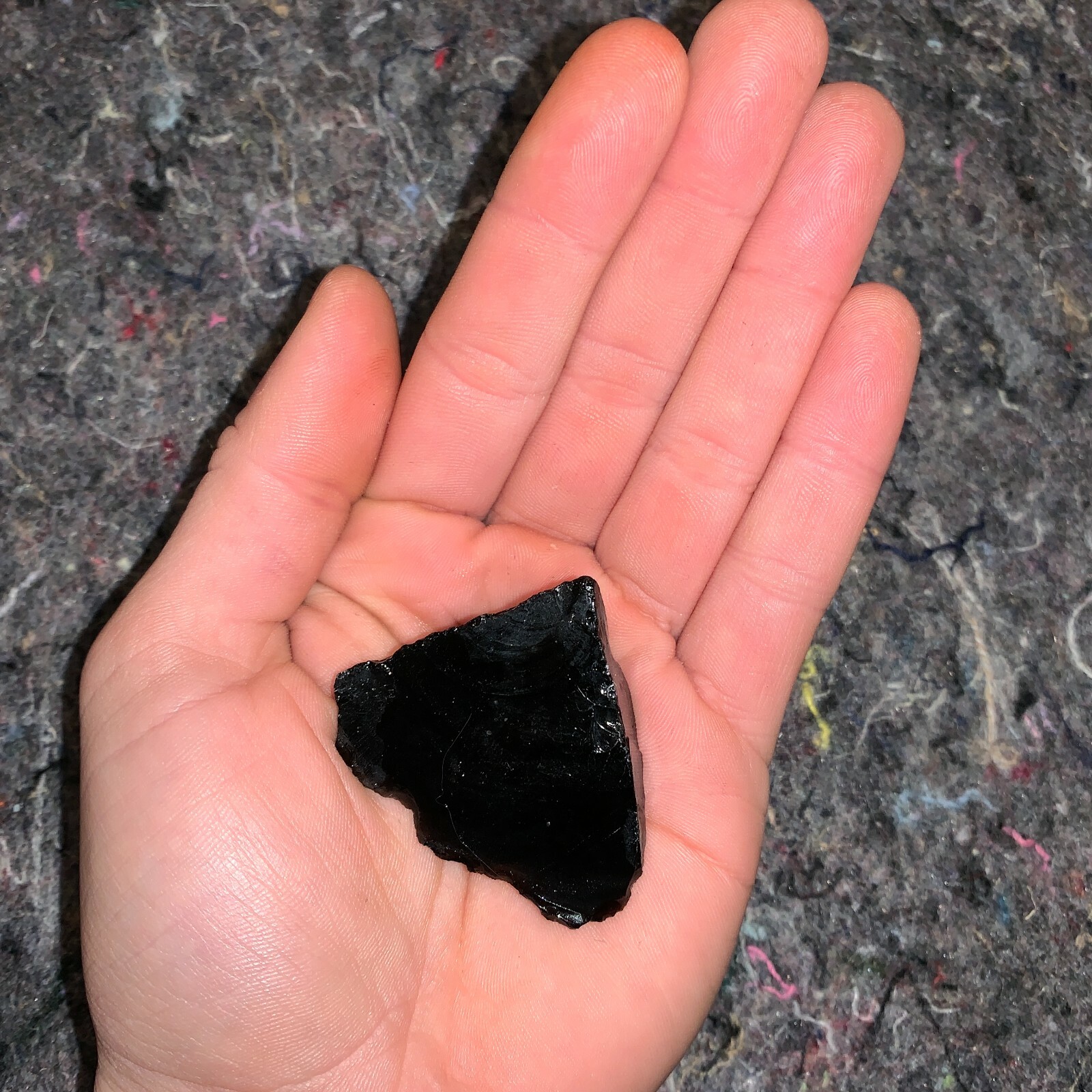 One (1) Charged Black Obsidian Rough Gemstone + A FREE Selenite Charging Stick
