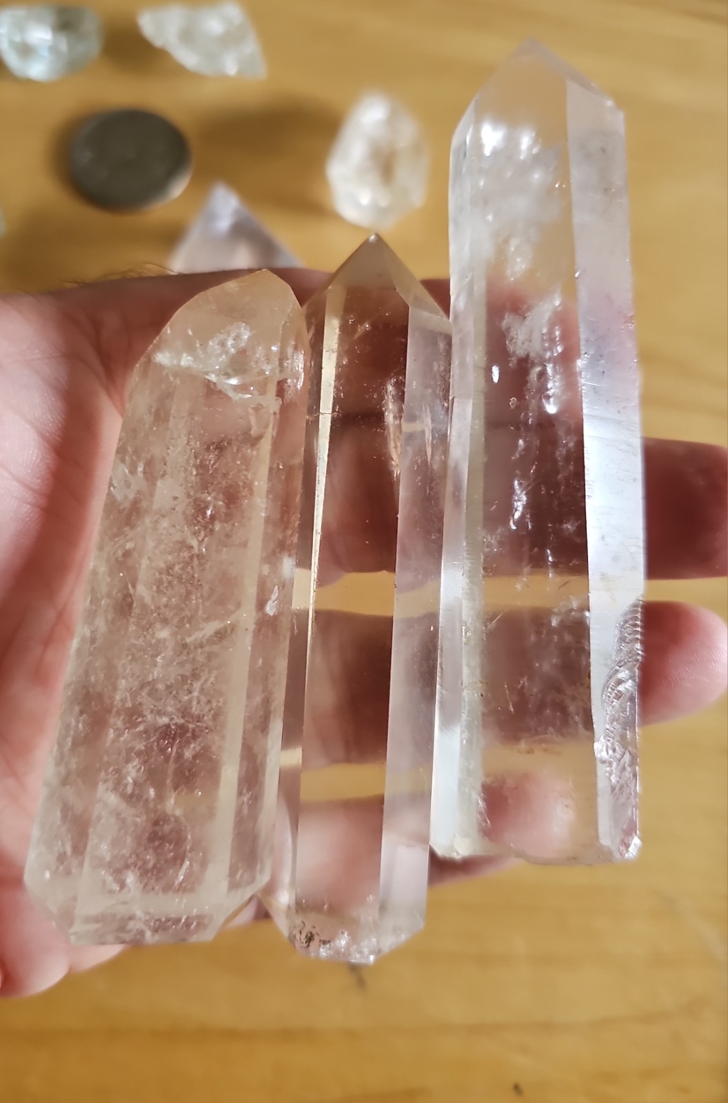 Lot Of 37 Clear & Smoky Quartz Crystals Mixed Different Shapes Sizes Big & Small