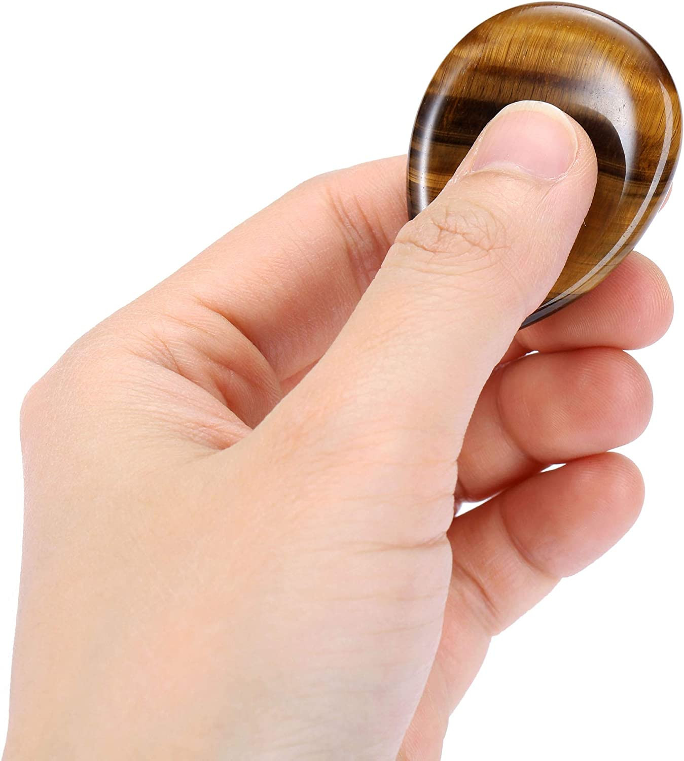Tiger’S Eye Thumb Worry Stone Healing Crystal Pocket Palm Stone Worry Stones for