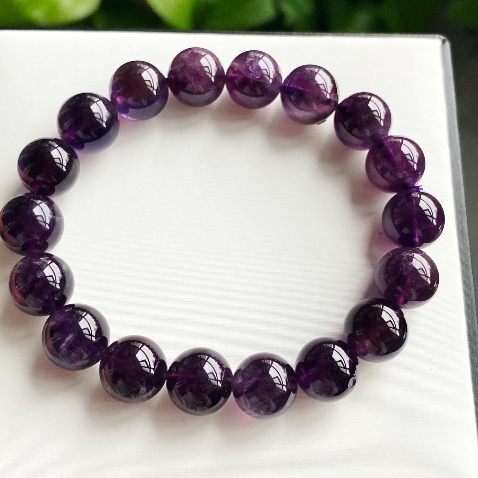 11mm Natural Rare Purple Amethyst Crystal Beads Bracelet 2111