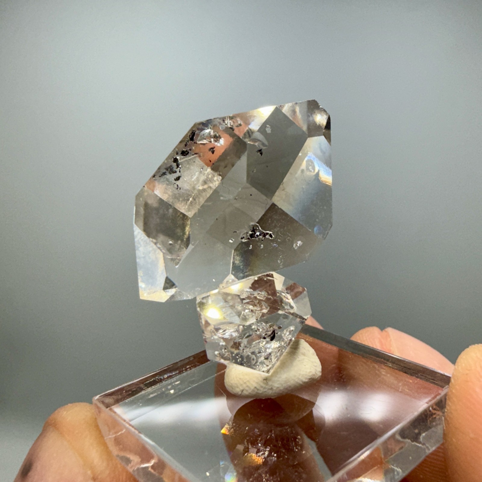 A+ Grade Herkimer Diamond Gem Cluster, Flawless Clarity, Minor Hydrocarbon
