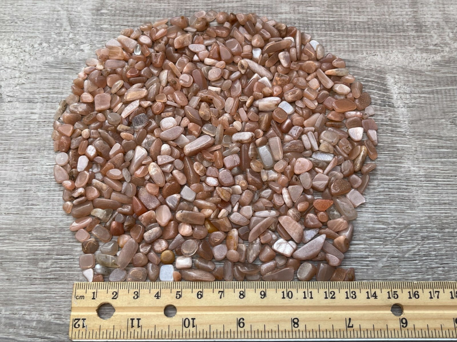 Grade A++Peach Moonstone Semi Tumbled Gemstone Chips 5-18mm, Wholesale Bulk Lot