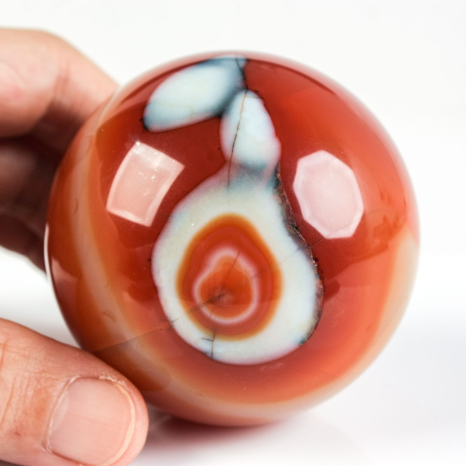 2.5″ 12.13oz Banded Carnelian Agate Sphere Crystal Ball Natural Mineral Specimen