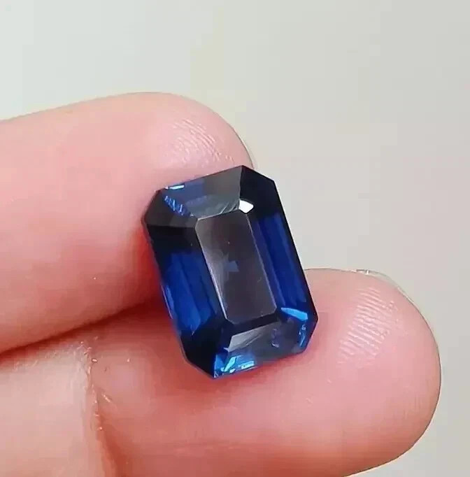 AAA 9 CT+ Natural Ceylon Blue Sapphire Emerald Cut Loose Certified Gemstone
