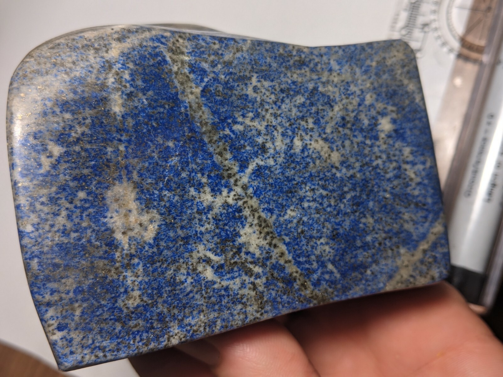 Huge 640g Fully Polished Lapis Lazuli Freeform Crystal Slab Large Big Display