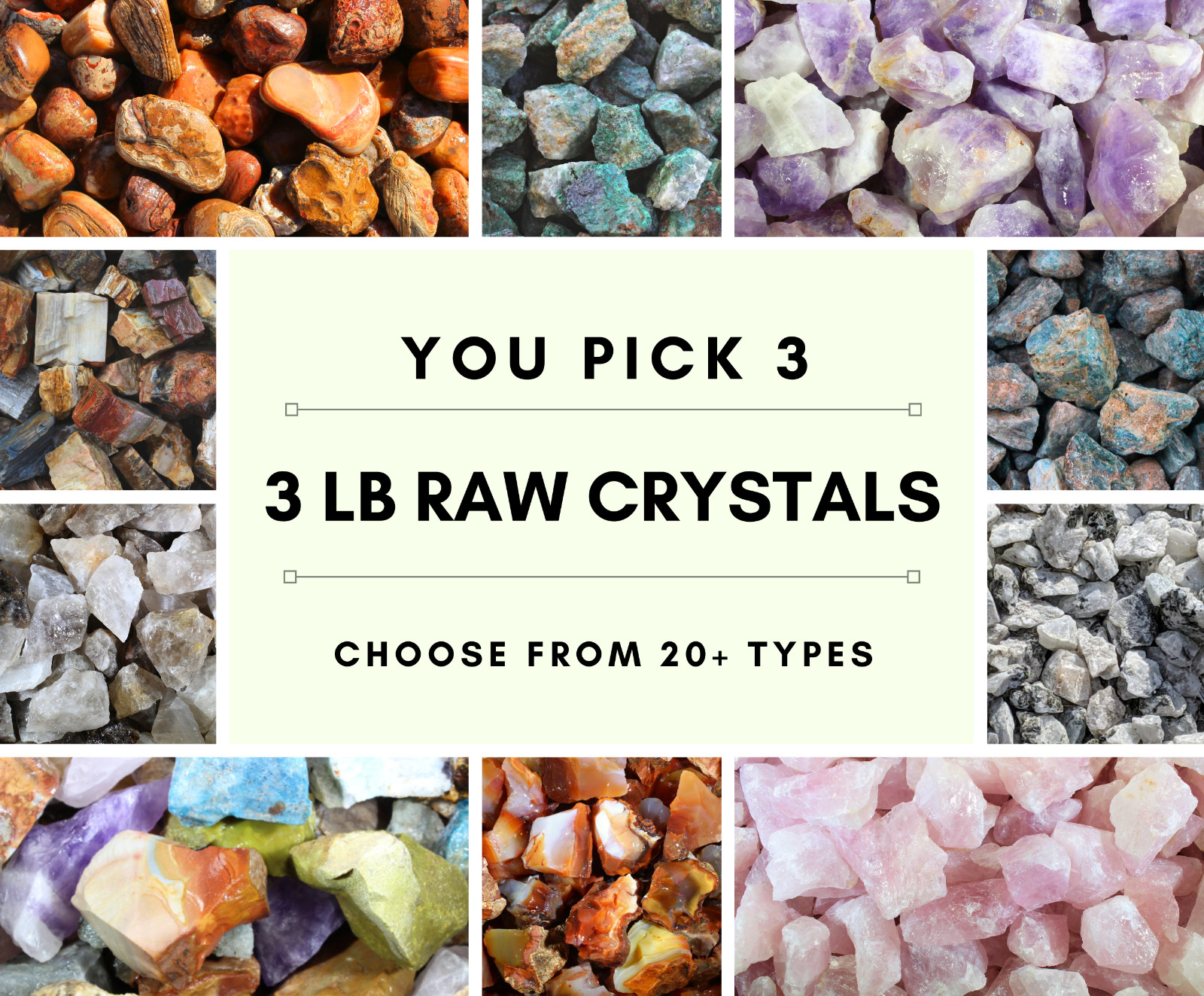 3 LB RAW CRYSTALS-You Pick 3-Wholesale Bulk Crystals-Rough Rocks-Healing Crystal