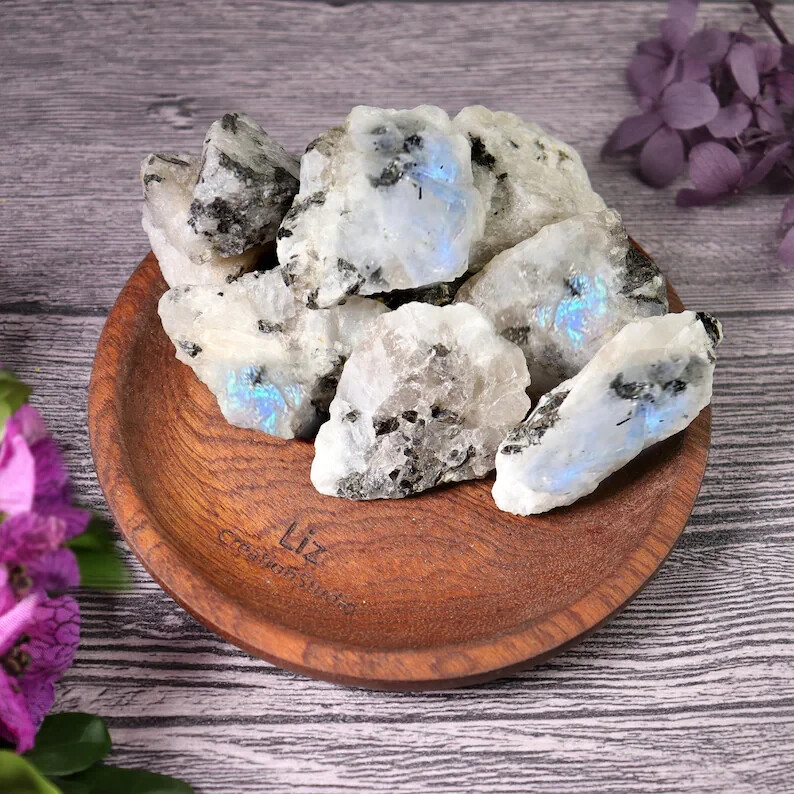 Rough Rainbow Moonstone Crystals Raw Natural Stones Bulk for Raw Rough & Healing
