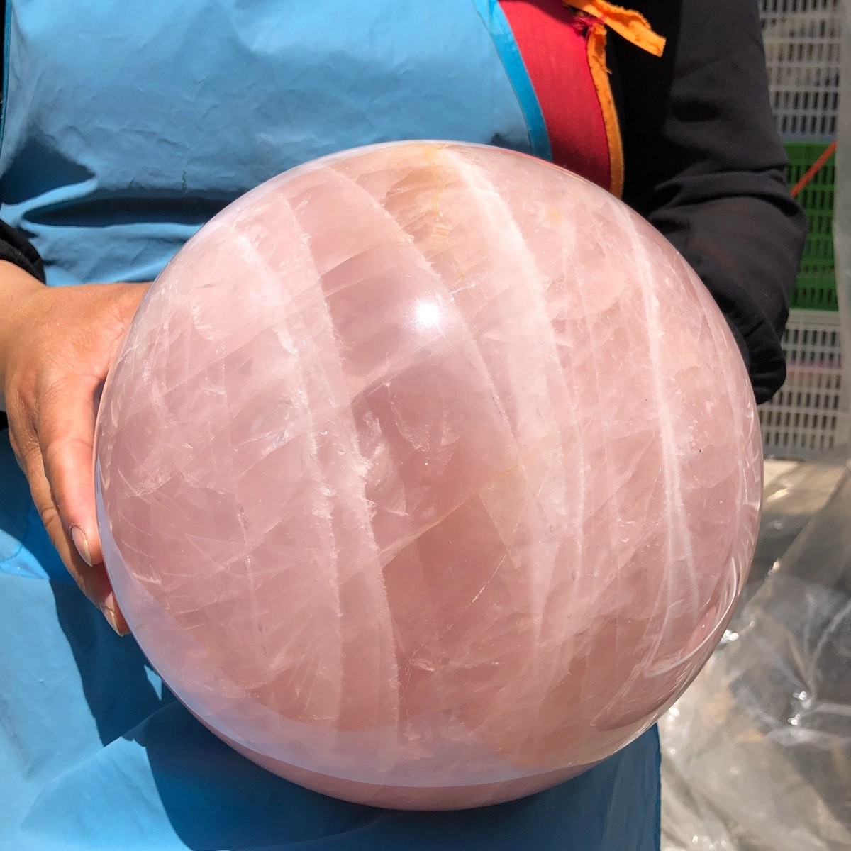 29.87LB Natura crystal Rose Quartz Sphere for Heart Chakra Balances Energy